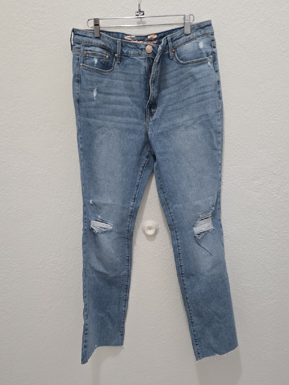 Seven7 Light Blue Distressed Skinny Jeans